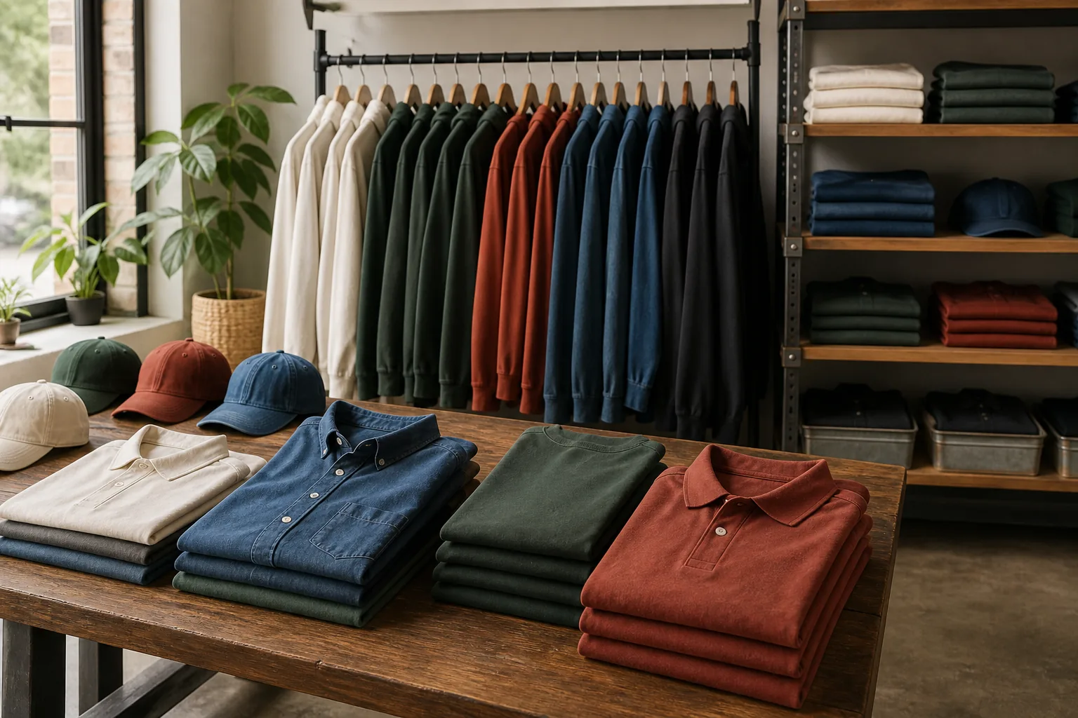 Close detail of custom apparel production